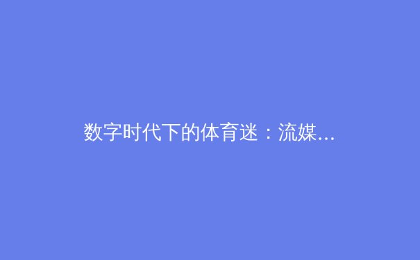 数字时代下的体育迷：流媒体革命如何重塑我们的观赛体验与体育产业